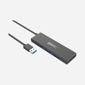 Emtec Hub USB 3.2 Gen 1 Type-A ECHUBT620A, 4 Ports USB 3.2 Gen 1 Type-A, Interface hôte USB 3.2 Gen 1 Type-A, Câble noir - Miniature 1