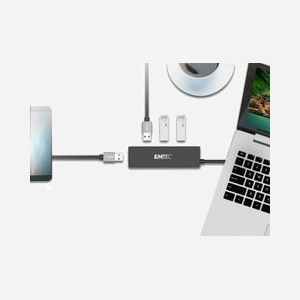 Emtec Hub USB 3.2 Gen 1 Type-A ECHUBT620A, 4 Ports USB 3.2 Gen 1 Type-A, Interface hôte USB 3.2 Gen 1 Type-A, Câble noir - Miniature 3