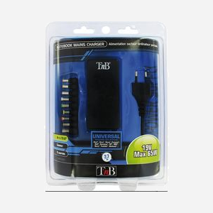 T'nB CHNB19V65 Alimentation Universelle Secteur 19V 65W pour Notebook jusqu'à 17", 9 Adaptateurs, Câble 2.7m, Noir, Input 100-240V, Output 3.42A - Miniature 3