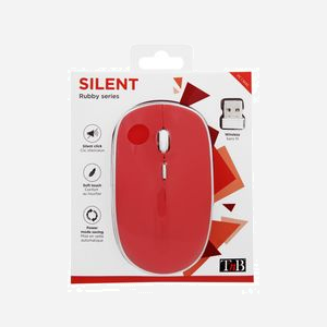 T'nB MWRUBBY6 Souris sans fil 2.4GHz Rouge/Argent 1600 DPI Clic Silencieux 3 Boutons AA Ambidextre avec Récepteur USB-A - Miniature 3
