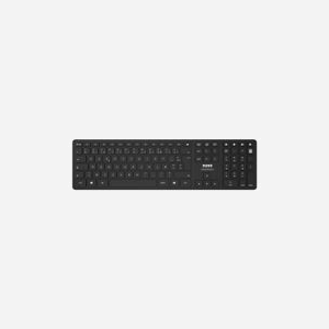 Port Designs 900903-R-FR Clavier AZERTY Français RF sans fil + Bluetooth 3.0 Noir, 109 Touches, Portée 10m, Connexion 4 appareils, Alimentation Piles AAA