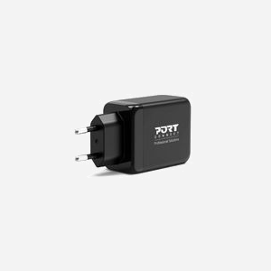 Port Designs 900106-EU Chargeur Secteur 65W GaN USB-C & USB-A (2x USB-C 65W PD, 1x USB-A 30W QC 3.0) Câble USB-C 2m Noir - Miniature 2