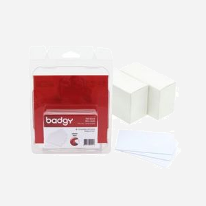 Carte PVC Blanche Evolis CBGC0020W 76.2x50.8mm, Épaisseur 0.5mm, Pack 100 Feuilles compatibles 100/200, Sans Bande Magnétique - Miniature 1