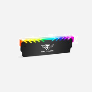 Spirit of Gamer SOG-MEM-RGB Radiateur pour module de mémoire (1x) Noir, ABS/Aluminium, éclairage RGB (3-pin), 7x140x44mm, avec vis et pad thermique
