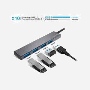 Hub USB ADVANCE HUB-405AL - USB 3.2 Gen 1 Type-A, 4 Ports, 480 Mbit/s, Longueur câble 0.6m, Gris, Compatible Windows/macOS - Miniature 3