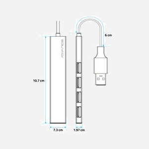 Hub USB ADVANCE HUB-405AL - USB 3.2 Gen 1 Type-A, 4 Ports, 480 Mbit/s, Longueur câble 0.6m, Gris, Compatible Windows/macOS - Miniature 4