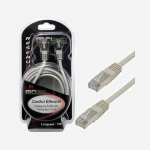 MCL Câble Réseau 3m Cat5e F/UTP (FTP) Gris - Connecteurs RJ-45 Mâle, Blindage, PVC, AWG26 - EIA/TIA 568B, IEC 11801 - 100 Ohm - Miniature 1