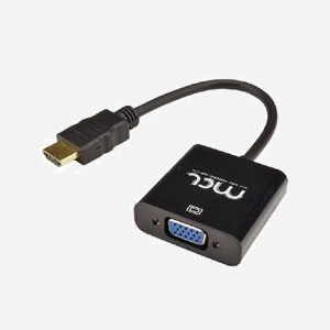 MCL CG-287C Adaptateur HDMI Type A vers VGA (D-Sub) + Audio 3.5mm Femelle, Résolution 1600x1200, Plug and Play, Noir