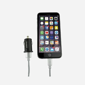 MCL ACC-IPAD17CLAZ Chargeur Auto Allume-cigare Universel 1 Port USB 2.0 2.4A Compatibilité iPhone 5 à 7 avec câble Lightning Noir/Argent - Miniature 5