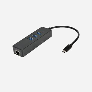MCL Adaptateur USB-C vers Ethernet Gigabit + Hub USB 3.2 Gen 1 (3 ports Type-A) Chipset RTL8153+GL3520, IEEE 802.3, 10/100/1000BaseT(X) - Miniature 1