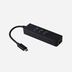 MCL Adaptateur USB-C vers Ethernet Gigabit + Hub USB 3.2 Gen 1 (3 ports Type-A) Chipset RTL8153+GL3520, IEEE 802.3, 10/100/1000BaseT(X) - Miniature 5