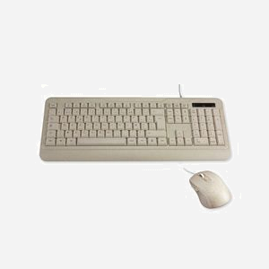 MCL Kit Clavier AZERTY Français USB Beige + Souris 1600 DPI 6 Boutons - 105 Touches Profil Bas, Pavé Numérique - Câbles 1.5m/1.25m - Miniature 1