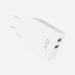 DLH DY-AU2558W Chargeur Secteur Universel 2 Ports USB 2.0, 12W (2x2.4A), Blanc, 80x38x24mm, Compatible appareils mobiles