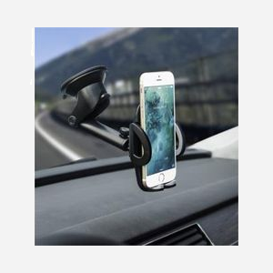 DLH DY-DU3788: Support passif smartphone voiture, fixation ventouse pare-brise/tableau de bord, orientation H/V, 66x55x215mm, noir - Miniature 2