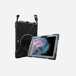 DLH Étui Renforcé Anti-chocs Noir pour Microsoft Surface Go 2 / Go 3 avec Poignée Rotative, Bandoulière & Pied Support, 2 Positions, 260g, DY-RC4434 - Miniature 2