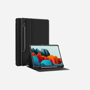 DLH Étui Folio Noir pour Samsung Galaxy Tab S7 (SM-T870/T875/T876) avec Support Multi-Angles Intégré - DY-PS4450, Poids 175g