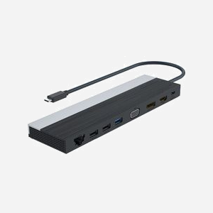 DLH Station d'accueil USB-C DY-TU4409: Triple affichage 4K (DP/HDMI/VGA), USB 3.2 Gen 1, USB 2.0, Gigabit Ethernet, Lecteur SD/MicroSD, Power Delivery 100W