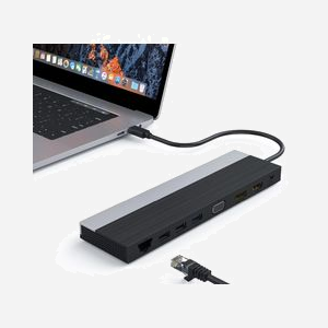 DLH Station d'accueil USB-C DY-TU4409: Triple affichage 4K (DP/HDMI/VGA), USB 3.2 Gen 1, USB 2.0, Gigabit Ethernet, Lecteur SD/MicroSD, Power Delivery 100W - Miniature 3