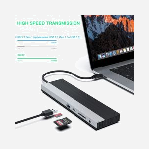 DLH Station d'accueil USB-C DY-TU4409: Triple affichage 4K (DP/HDMI/VGA), USB 3.2 Gen 1, USB 2.0, Gigabit Ethernet, Lecteur SD/MicroSD, Power Delivery 100W - Miniature 5