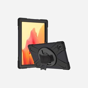 DLH Coque Renforcée Noire pour Samsung Galaxy Tab A7 Lite 8.7" (SM-T220/T225), Béquille, Poignée Rotative, Bandoulière, Antichoc, Plastique, 260g - Miniature 1