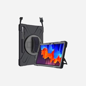 DLH Coque Renforcée DY-RC4479 avec Support & Bandoulière pour Samsung Galaxy Tab S7 FE/S7+/S8+ (12.4") Noir, Anti-chocs, 260g