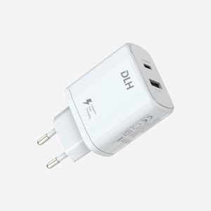 DLH Chargeur Secteur DY-AU4795W Blanc - 32W Totaux (USB-C 20W Power Delivery + USB-A 12W) - Compatible Smartphone/Tablette, Charge Rapide