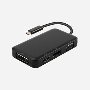 DLH DY-TU4880B Adaptateur Graphique USB Type-C 3.2 Gen 1 vers DVI/HDMI/DisplayPort/VGA, Résolution 1920x1080 60Hz, Noir