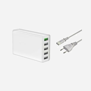 DLH DY-AU4940 Chargeur Secteur Universel 50W (32W USB-A 2.4A + Quick Charge 3.0 18W) - Câble 1.5m - Blanc - 90x58x27mm