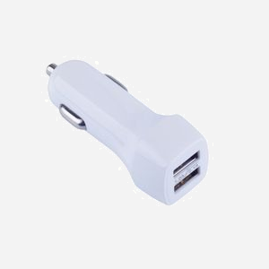 DLH Chargeur Auto 2 Ports USB 2.0 2.4A/12W - Entrée 12-24V, Sortie 5V - Dimensions 64x26x23mm, Blanc - Réf. DY-AU2314W