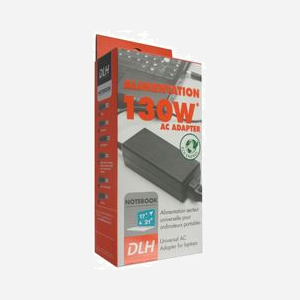 DLH DY-AI1591N Adaptateur Secteur 130W pour Ordinateur Portable, 19V/6.32A, Connecteurs Interchangeables, 100-240V, CE/RoHS, Noir, 75x25x151mm - Miniature 2