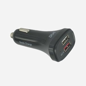 DLH Chargeur Auto USB-A Quick Charge 3.0 20W, 2 Ports USB (1x QC 3.0, 1x 2.4A), Câbles USB-C & Micro-USB Inclus, 12/24V, RoHS, CE