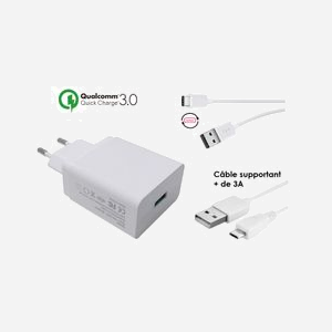 DLH Chargeur Secteur USB Quick Charge 3.0 20W (DY-AU2860W) + Câbles USB-C & Micro USB, 1 Port USB 2.0, 100-240V, RoHS - Miniature 3