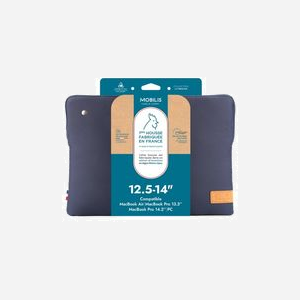 Housse Mobilis 069001 pour ordinateur portable jusqu'à 14" (35.6cm), tissu et nylon bleu, compatible Macbook Pro 13/14, protection anti-rayures et chocs, 250x350x20mm - Miniature 4