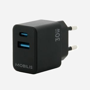 Mobilis 001362 : Chargeur Secteur/Auto Universel 30W Noir, 1x USB-A 3.2 Gen 1, 1x Micro-USB 3.2 Gen 1, Double Port, 71x38x25mm, 42g - Miniature 1