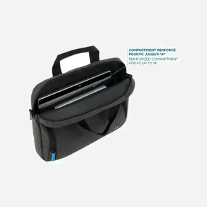 Mobilis The One Basic Malette 14" Polyester Gris/Gris Foncé - Compartiment PC renforcé, poche avant, bandoulière, 385x295x60mm, 305g - Miniature 3