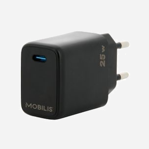 Mobilis 001380 : Chargeur Secteur Universel USB-C 25W PPS Noir - Europlug Type C, Charge Rapide, 78x40x27mm, 52g - Miniature 1