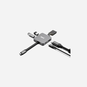 Urban Factory HUBEE LIGHT USB 3.2 Gen 1 Type-C Gris - Hub avec HDMI, USB 2.0, USB-C 100W, Lecteur SD/MicroSD - 55x55x13.5mm - Ref: TCM05UF - Miniature 4