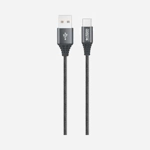 Urban Factory CID74UF Câble USB 2.0 Gris 2m USB-A vers USB-C Mâle/Mâle Tressé Nylon Aluminium TPE 480 Mbit/s