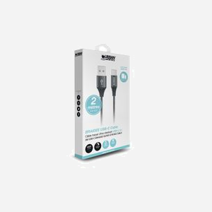 Urban Factory CID74UF Câble USB 2.0 Gris 2m USB-A vers USB-C Mâle/Mâle Tressé Nylon Aluminium TPE 480 Mbit/s - Miniature 2