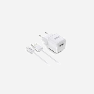 Urban Factory PSC25UF Chargeur Secteur Universel Blanc 12W, 1 Port USB 2.0, Câble USB Type-C Inclus, Dimensions 45x26x42mm, 28g