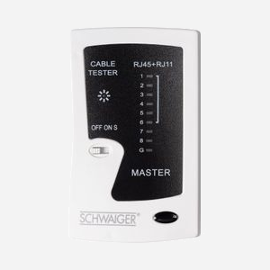 Testeur de câble réseau Schwaiger NWM1-531 RJ-11 RJ-45 avec voyants, alimentation 9V, dimensions 105x29x100mm, noir/blanc - Miniature 2