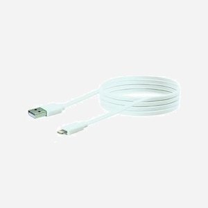 Schwaiger LKF200L532 : Câble 2m Lightning vers USB-A 2.0 Blanc, compatible iPhone/iPad/iPod (liste détaillée), connecteurs droits, poids 68g