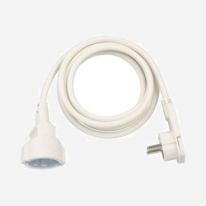 Câble d'alimentation Brennenstuhl 1168980220, 2m, Blanc, Connecteurs Mâle (Courbe 90°) vers Femelle (Droit), IP20, Manteau Plastique
