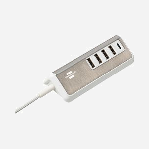 Brennenstuhl 1508230 Chargeur Secteur Universel 4 USB-A 3.2 Gen 1 + 1 USB-C 20W, Acier Inoxydable/Blanc, Câble 1.5m, 4.2A, Intérieur - Miniature 2