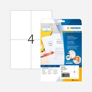 HERMA 4229 Étiquettes A4 105x148mm Blanc Mat Couvrantes/Correctrices, Papier PEFC, Adhésif Permanent, Laser/Jet d'encre, 100 étiquettes - Miniature 1