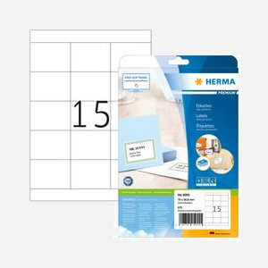HERMA 5055 Étiquettes A4 7x5.08cm Blanc Mat Adhésif Permanent Laser/Jet d'encre (25 Feuilles/375 Étiquettes) Papier FSC® Mix Origine Allemagne - Miniature 1