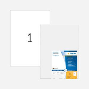 HERMA 8694 Étiquettes A3 Transparentes Laser Adhésives Permanentes Gloss 29.7x42cm - 50 Feuilles (1 Étiquette par Feuille) Résistantes Intempéries - Miniature 1