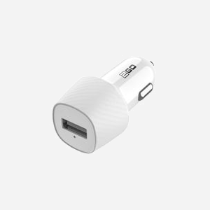 2GO Chargeur Auto Universel 794921 Blanc - Alimentation Allume-cigare 12-24V, 1 Port USB 2.0, Sortie 5V/1000mA, Indicateur LED