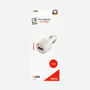 2GO Chargeur Auto Universel 794921 Blanc - Alimentation Allume-cigare 12-24V, 1 Port USB 2.0, Sortie 5V/1000mA, Indicateur LED - Miniature 2