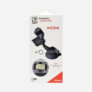2GO Support Passif Voiture pour Smartphone/Navigateur (5-9cm) Ventouse Rotation 360° Noir - Compatible Horizontal/Vertical Ref. 795185 - Miniature 2